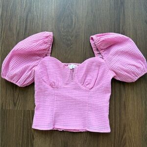 ASTR The Label Pink Medium Short Sleeve Bubble Top